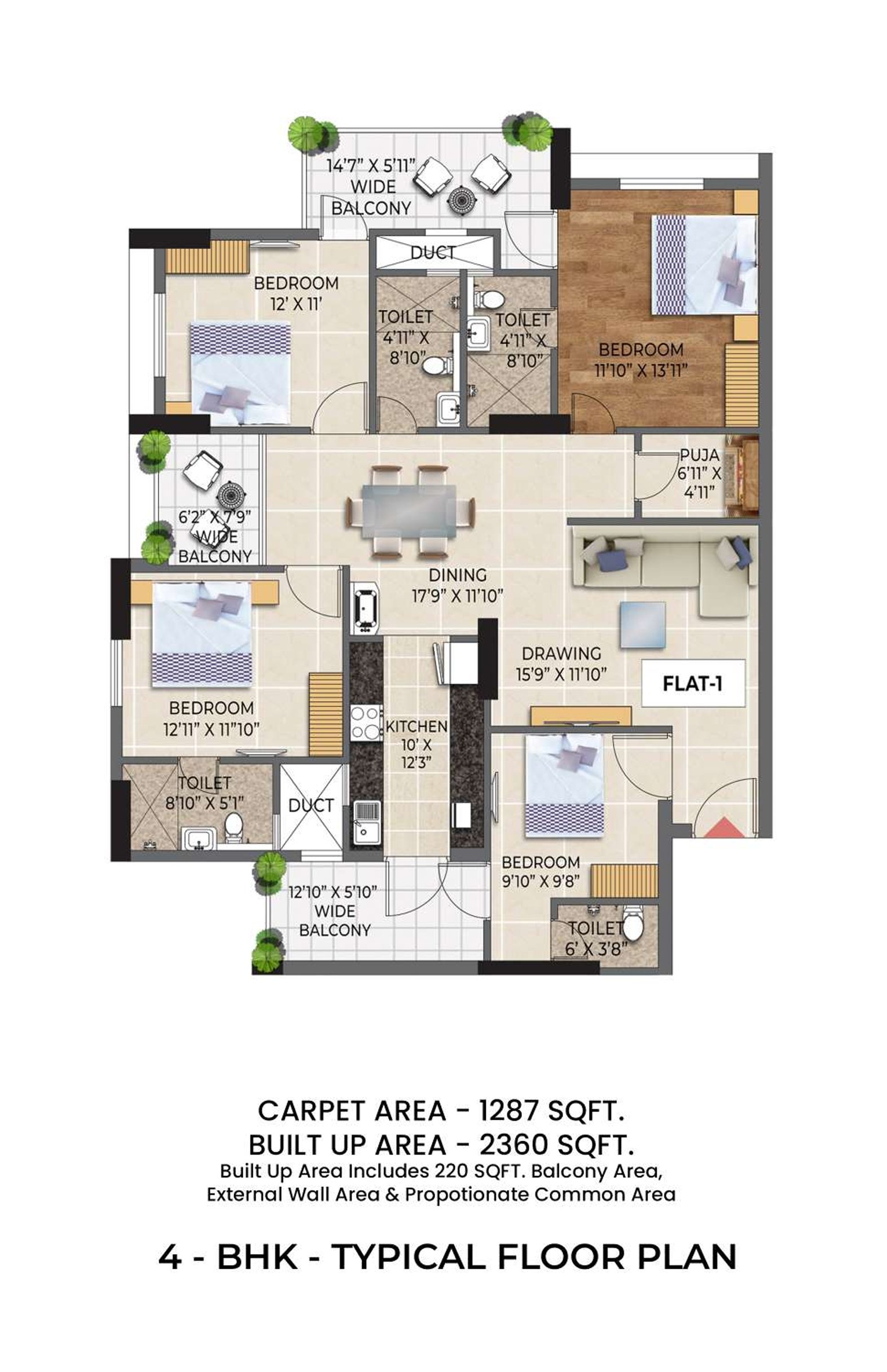 Laxmi Fresh Living: Typical Floor Plan 4 Bhk